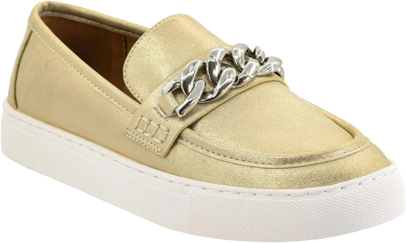 Corkys Footwear Women's Chain Reaction Slip on Fashion Sneaker - Featuring a Chain Detail on The Upper, A Moc Toe, and A Comfortable Insole for All Day Wear - Raffia, Size 11