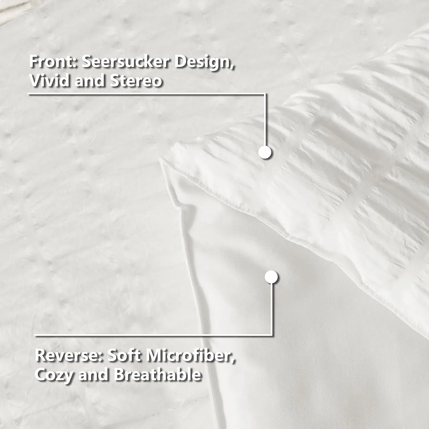 CozyLux Full Bed in a Bag White Seersucker Comforter Set - 7-Piece All Season Bedding with Comforter, Pillow Sham, Flat Sheet, Fitted Sheet and Pillowcase