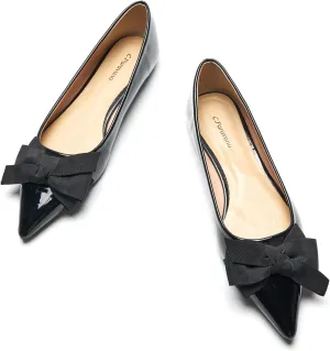 C.Paravano Pointy Bow Flats Women's Flats Comfortable Stylish Slip-On Shoes for Casual and Office