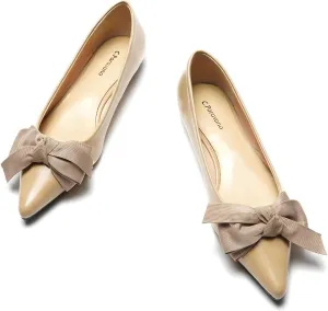C.Paravano Pointy Bow Flats Women's Flats Comfortable Stylish Slip-On Shoes for Casual and Office