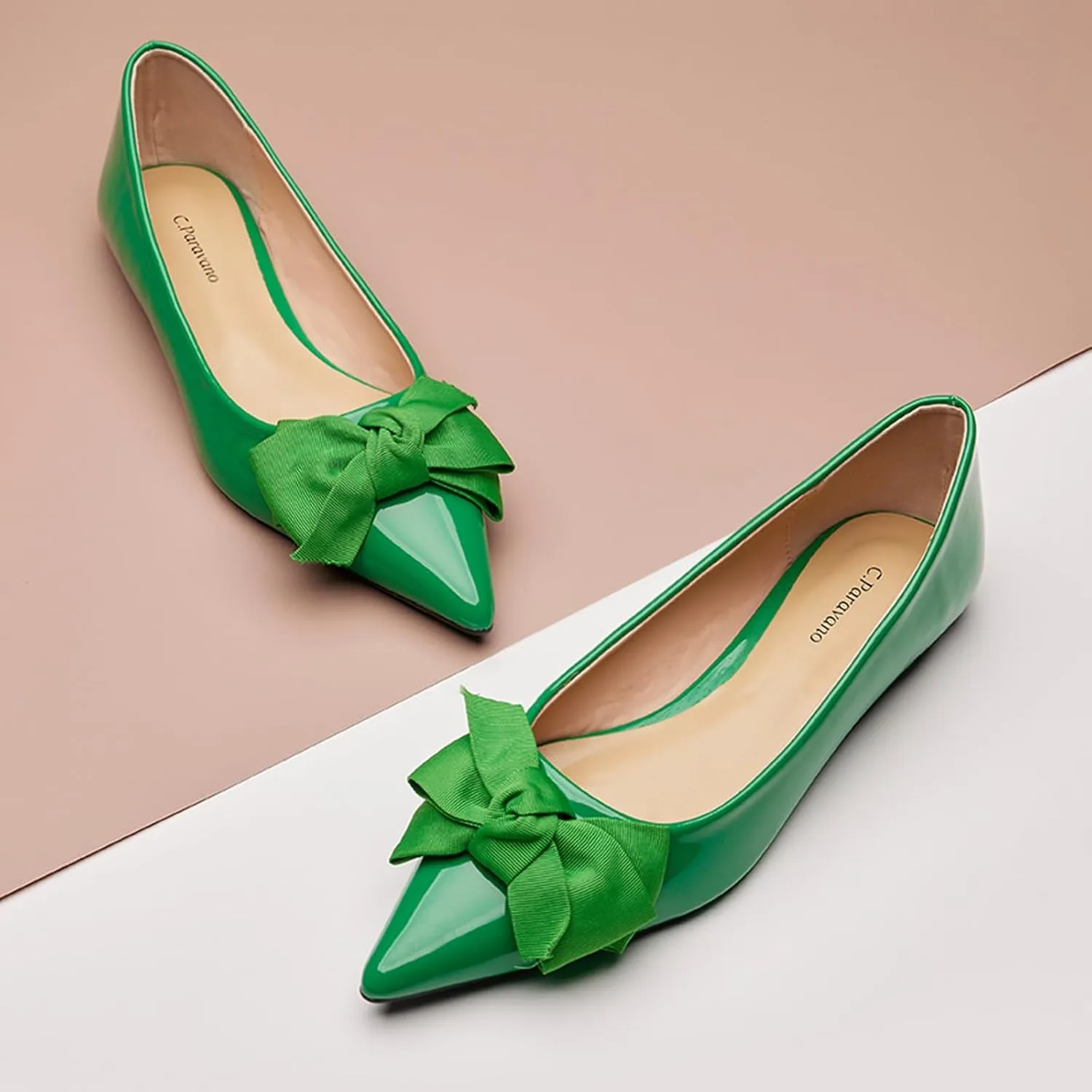C.Paravano Pointy Bow Flats Women's Flats Comfortable Stylish Slip-On Shoes for Casual and Office