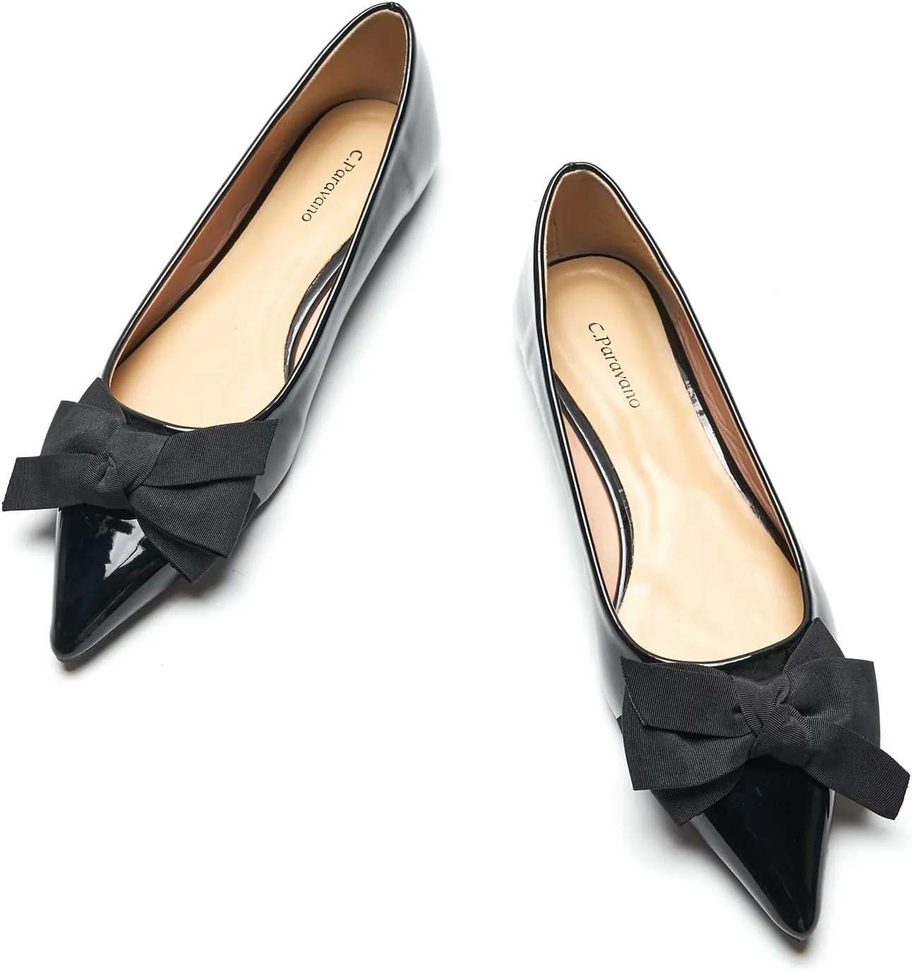 C.Paravano Pointy Bow Flats Women's Flats Comfortable Stylish Slip-On Shoes for Casual and Office