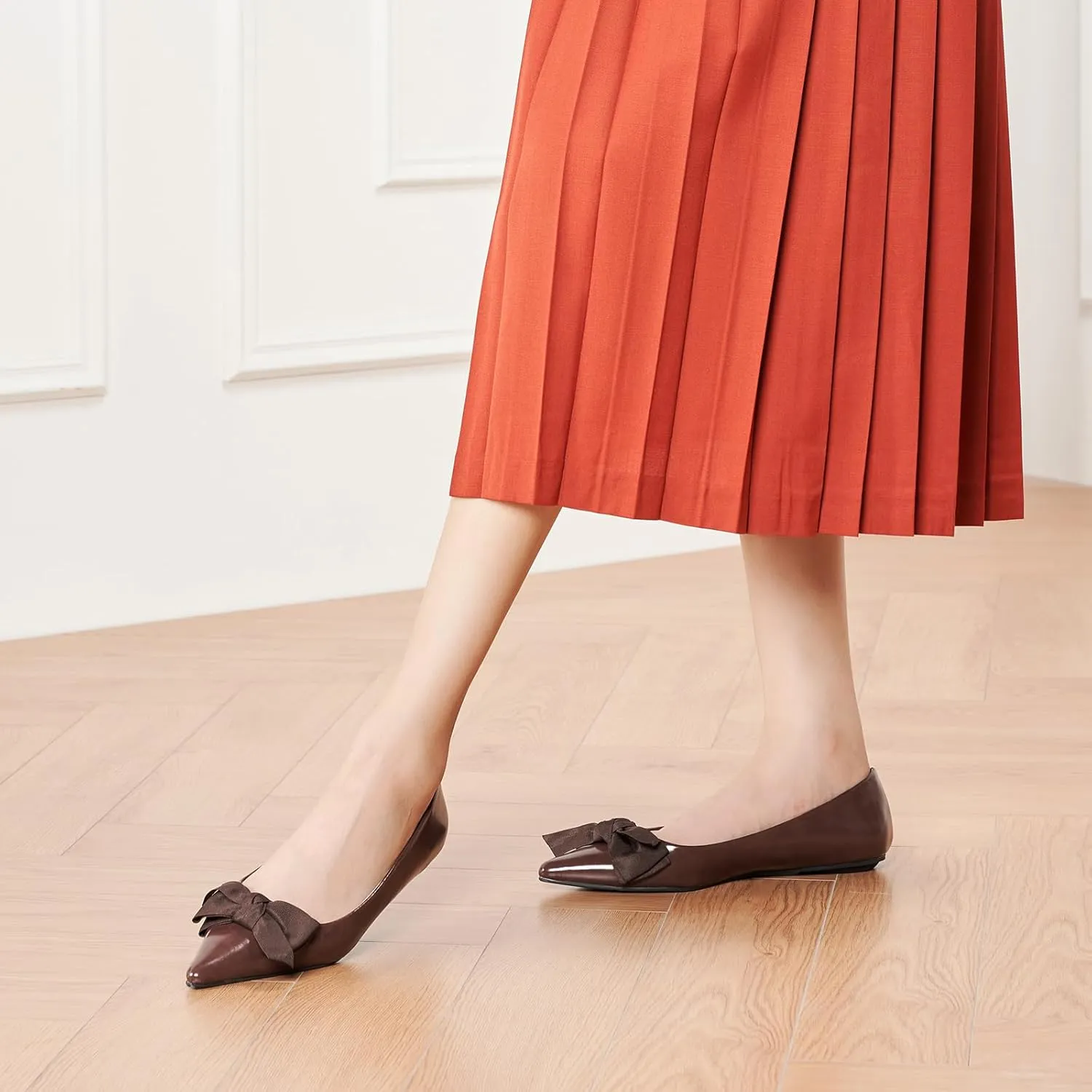 C.Paravano Pointy Bow Flats Women's Flats Comfortable Stylish Slip-On Shoes for Casual and Office