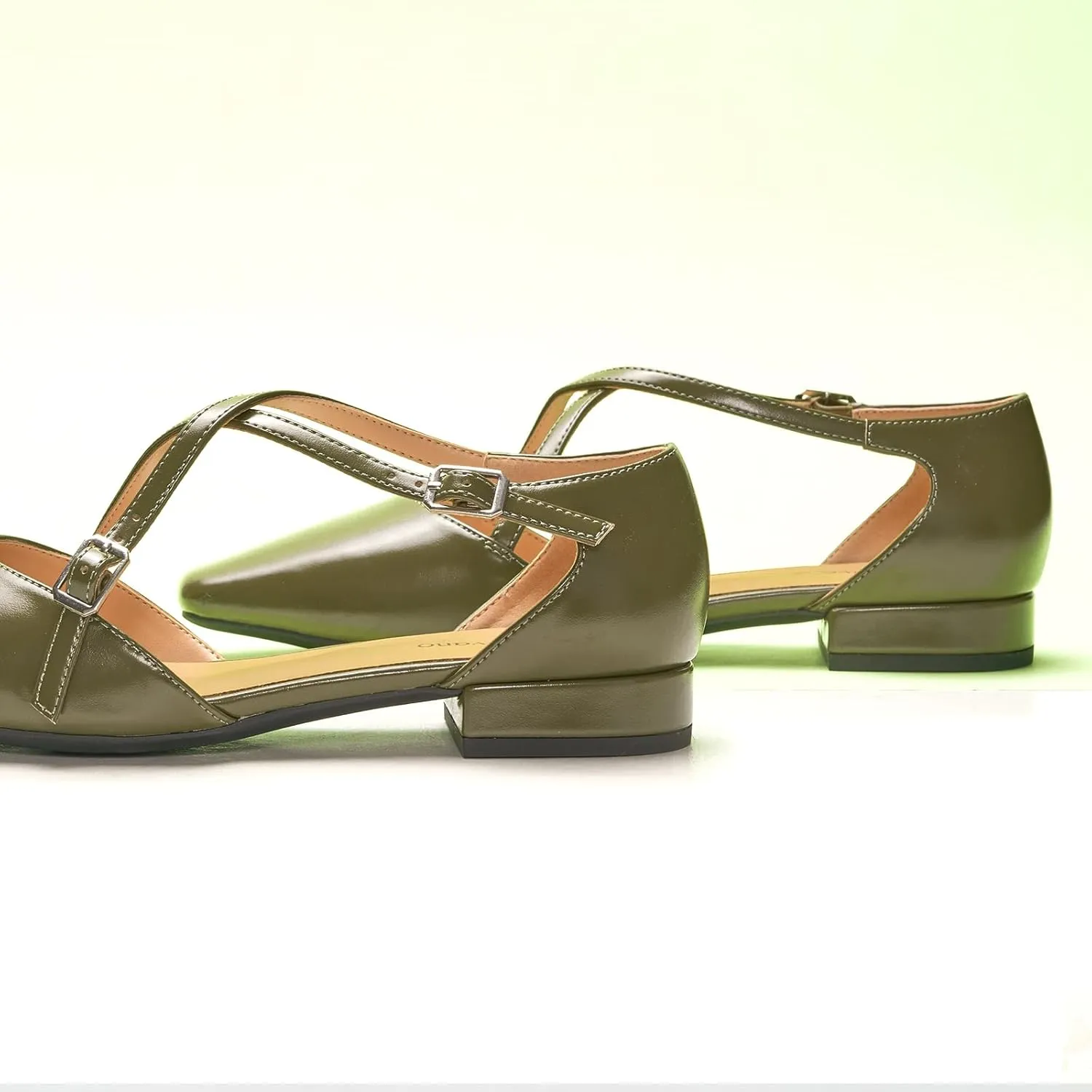 C.Paravano Women's Flats Square Toe Cross-Strap Sandals Stylish Comfortable Slip-On Shoes for Casual Wear, Work, Travel & Social Events