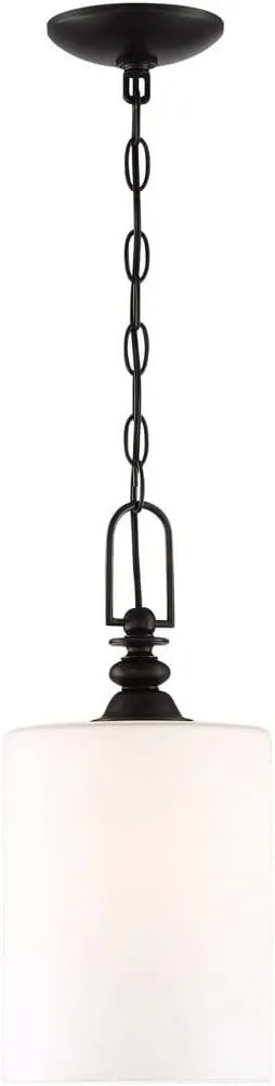 Craftmade 49891-FB-C Dardyn Clear Glass Cylinder Mini Pendant, 1-Light 60 Watt, 17"H x 8"W, Flat Black
