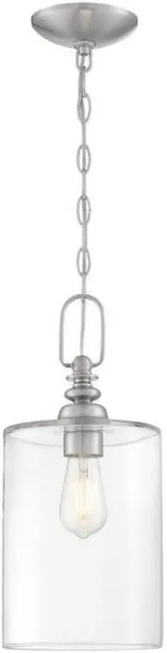 Craftmade 49891-FB-C Dardyn Clear Glass Cylinder Mini Pendant, 1-Light 60 Watt, 17"H x 8"W, Flat Black