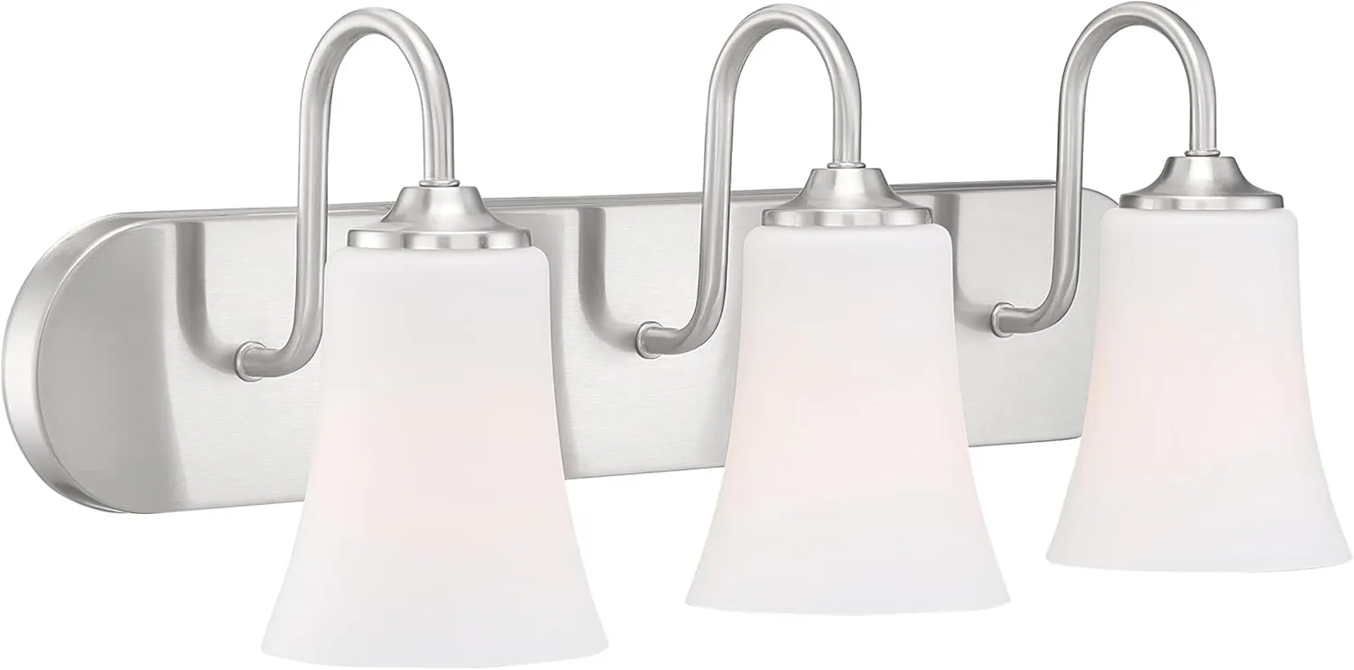 Craftmade 50403-FB-WG Gwyneth White Frost Glass Vanity Bath Lighting, 3-Light 300 Watts, Flat Black
