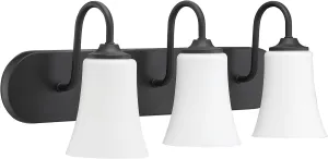 Craftmade 50403-FB-WG Gwyneth White Frost Glass Vanity Bath Lighting, 3-Light 300 Watts, Flat Black