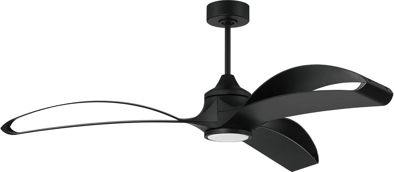 Craftmade BDX60FB3 Bandeaux 60" Damp-Rated Ceiling Fan with LED Lights & Remote, Flat Black