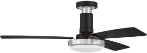 Craftmade Lighting MNG52FBBNK3 Manning - 52 Inch 3 Blade Ceiling Fan with Light Kit, Flat Black/Brushed Polished Nickel Finish with Flat Black Blade Finish with Frosted White Glass