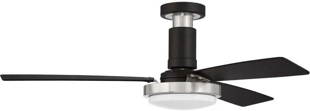 Craftmade Lighting MNG52FBBNK3 Manning - 52 Inch 3 Blade Ceiling Fan with Light Kit, Flat Black/Brushed Polished Nickel Finish with Flat Black Blade Finish with Frosted White Glass