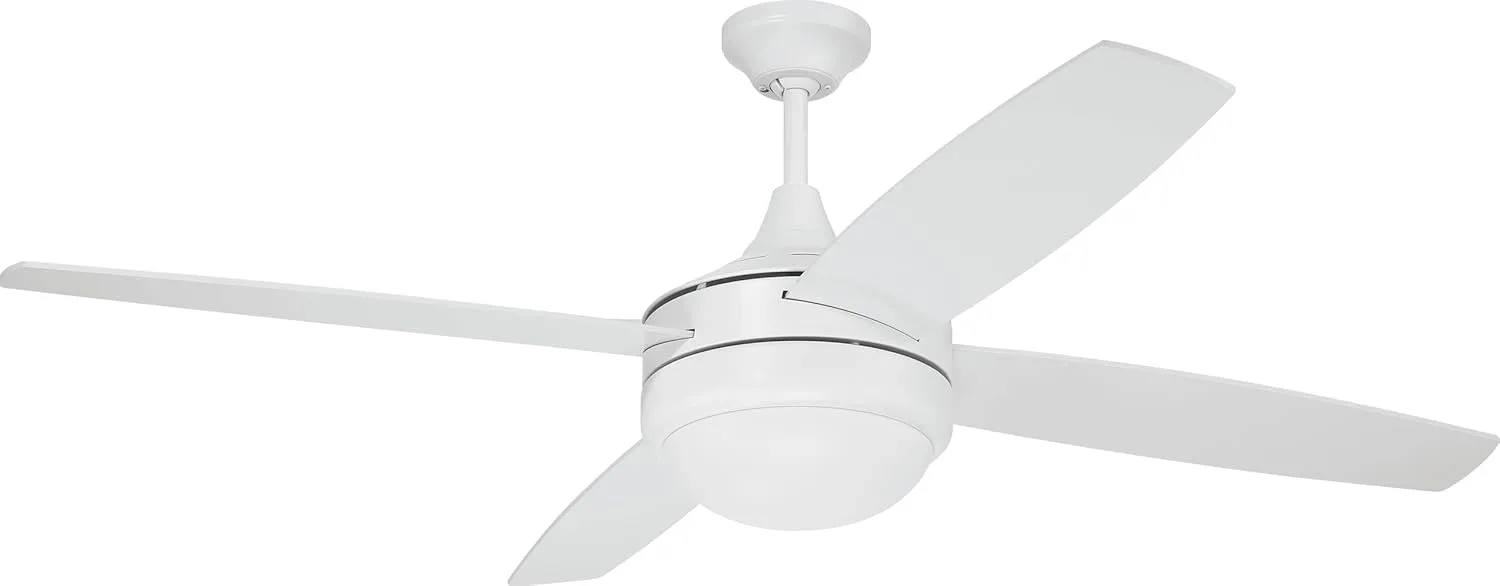 Craftmade PHZ52W4 Phaze II 52" Ceiling Fan with LED Lights & Wall Control, White