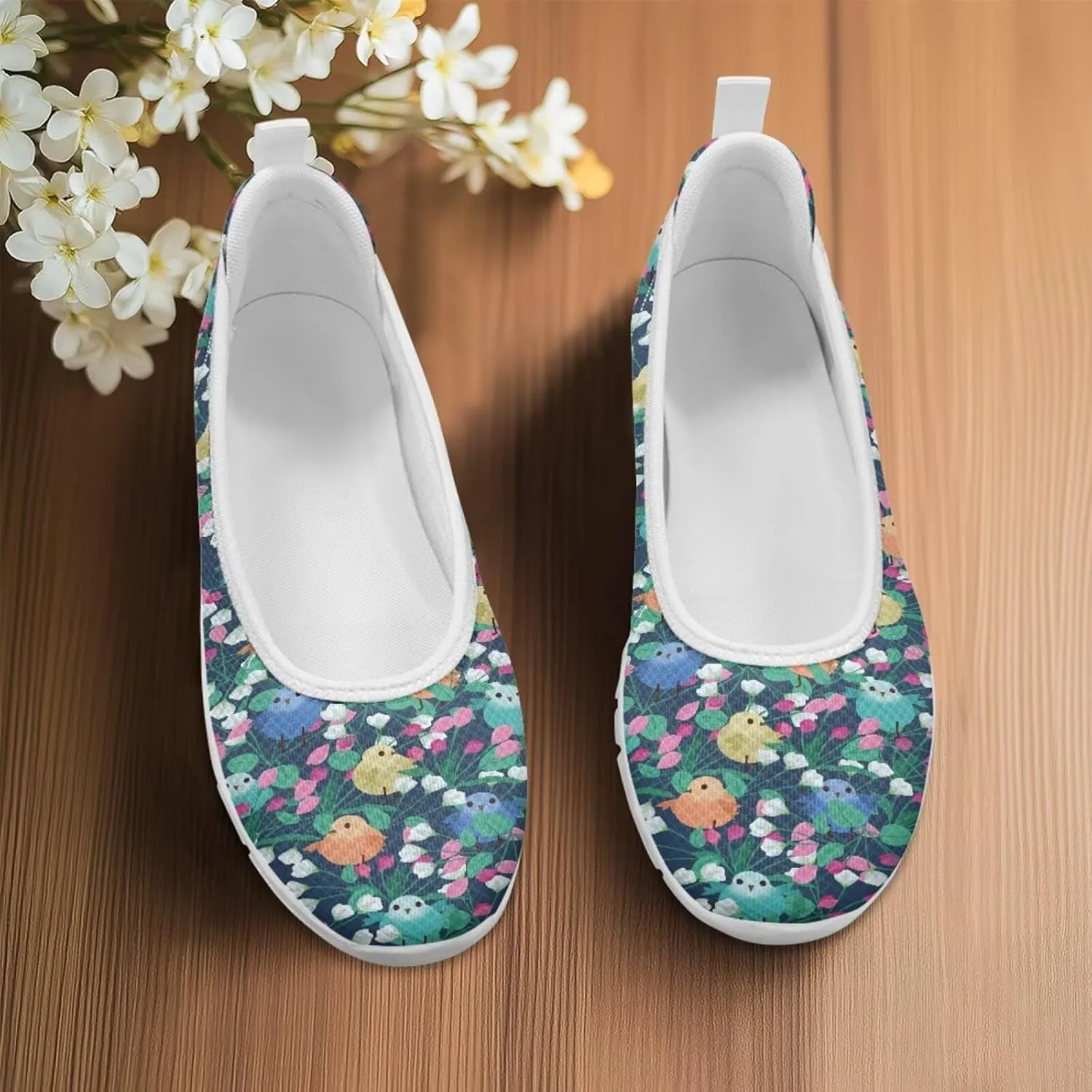 Creative Various Bird Prints Walking Shoes Women Dressy Slip On Ballet Flats Shoes Stylish Fit Comfort Casual Sneakers Daily Wear