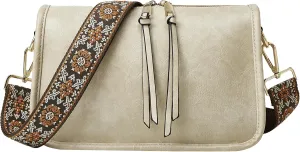 Crossbody Bag for Women Bohemian Vintage Stylish Purse Vegan Leather Shoulder Bag with Adjustable Wide Strap