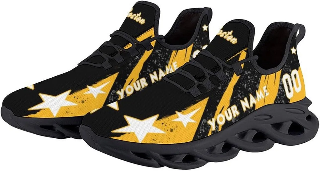Custom Men's Sneakers Hockey Name & Number Breathable Fan Gift for Men Women Athletic Gym Slip-on Shoes Personalized White Black