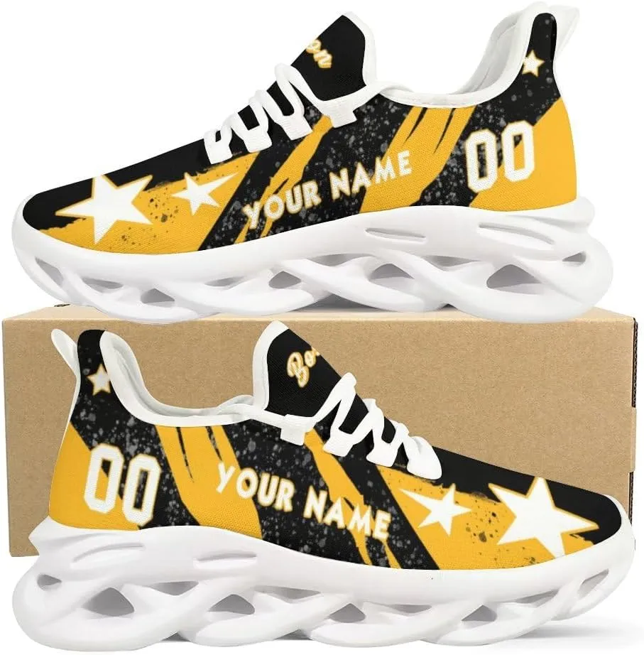 Custom Men's Sneakers Hockey Name & Number Breathable Fan Gift for Men Women Athletic Gym Slip-on Shoes Personalized White Black