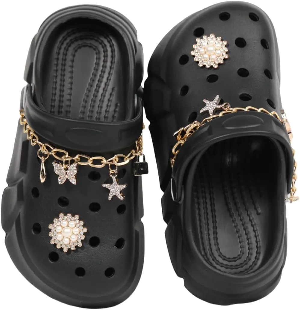 Cute Butterfly-Themed Lightweight Girls' Clogs, Platform Soft Sole Closed Toe EVA Home Garden Clog Shoes, Two-Way Wear Breathable Beach Clogs, Trendy Non-Slip Slip-On Sandals for Outdoor Indoor