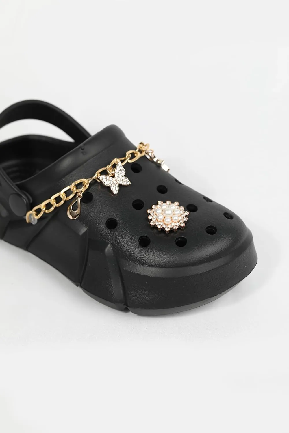 Cute Butterfly-Themed Lightweight Girls' Clogs, Platform Soft Sole Closed Toe EVA Home Garden Clog Shoes, Two-Way Wear Breathable Beach Clogs, Trendy Non-Slip Slip-On Sandals for Outdoor Indoor