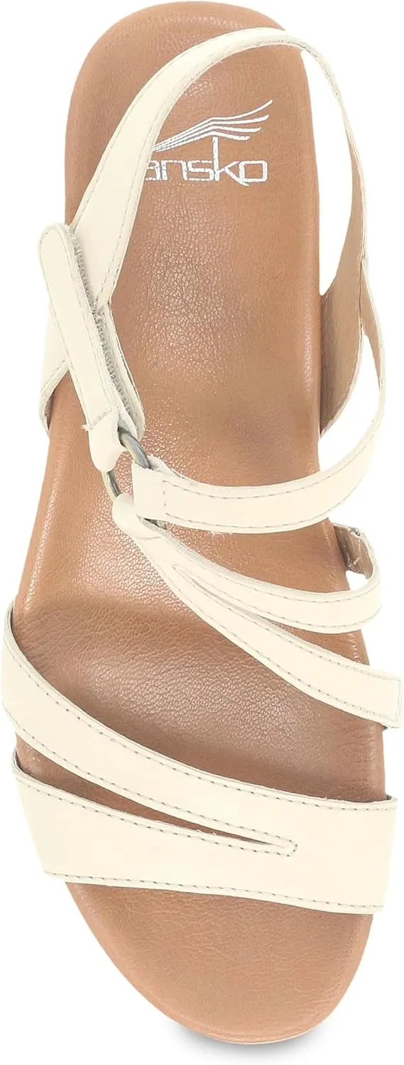 Dansko Addyson Wedge Sandal for Women – Cushioned, Contoured Footbed for All-Day Comfort and Support – Adjustable Hook & Loop Strap with Buckle Detail – Lightweight Rubber Outsole