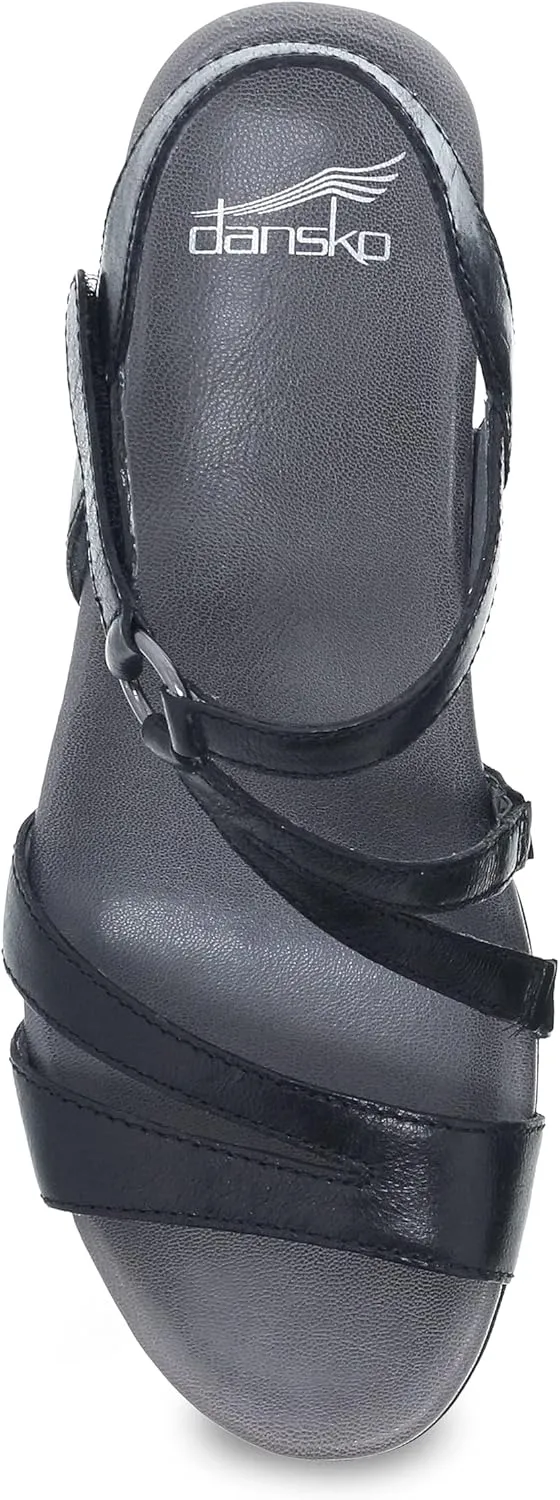 Dansko Addyson Wedge Sandal for Women – Cushioned, Contoured Footbed for All-Day Comfort and Support – Adjustable Hook & Loop Strap with Buckle Detail – Lightweight Rubber Outsole