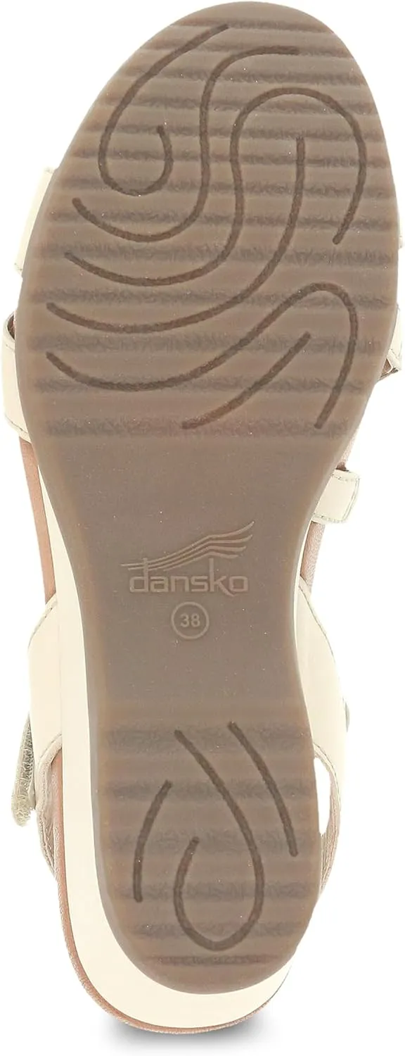 Dansko Addyson Wedge Sandal for Women – Cushioned, Contoured Footbed for All-Day Comfort and Support – Adjustable Hook & Loop Strap with Buckle Detail – Lightweight Rubber Outsole