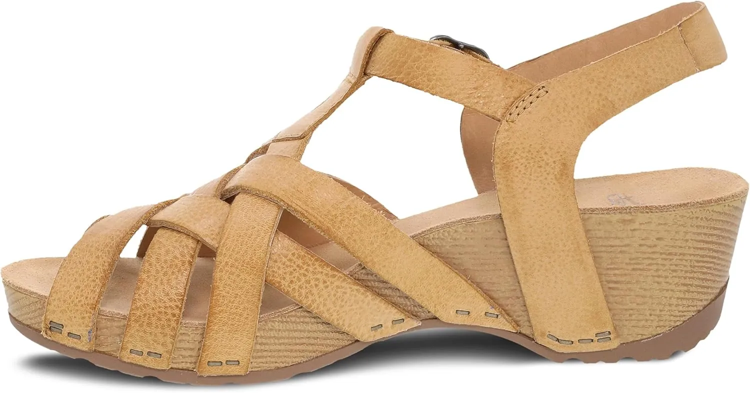 Dansko Tinley Fisherman Wedge Sandal for Women - Cushioned, Contoured Footbed for All-Day Comfort and Support - Adjustable Hook & Loop Straps with Buckle Detail