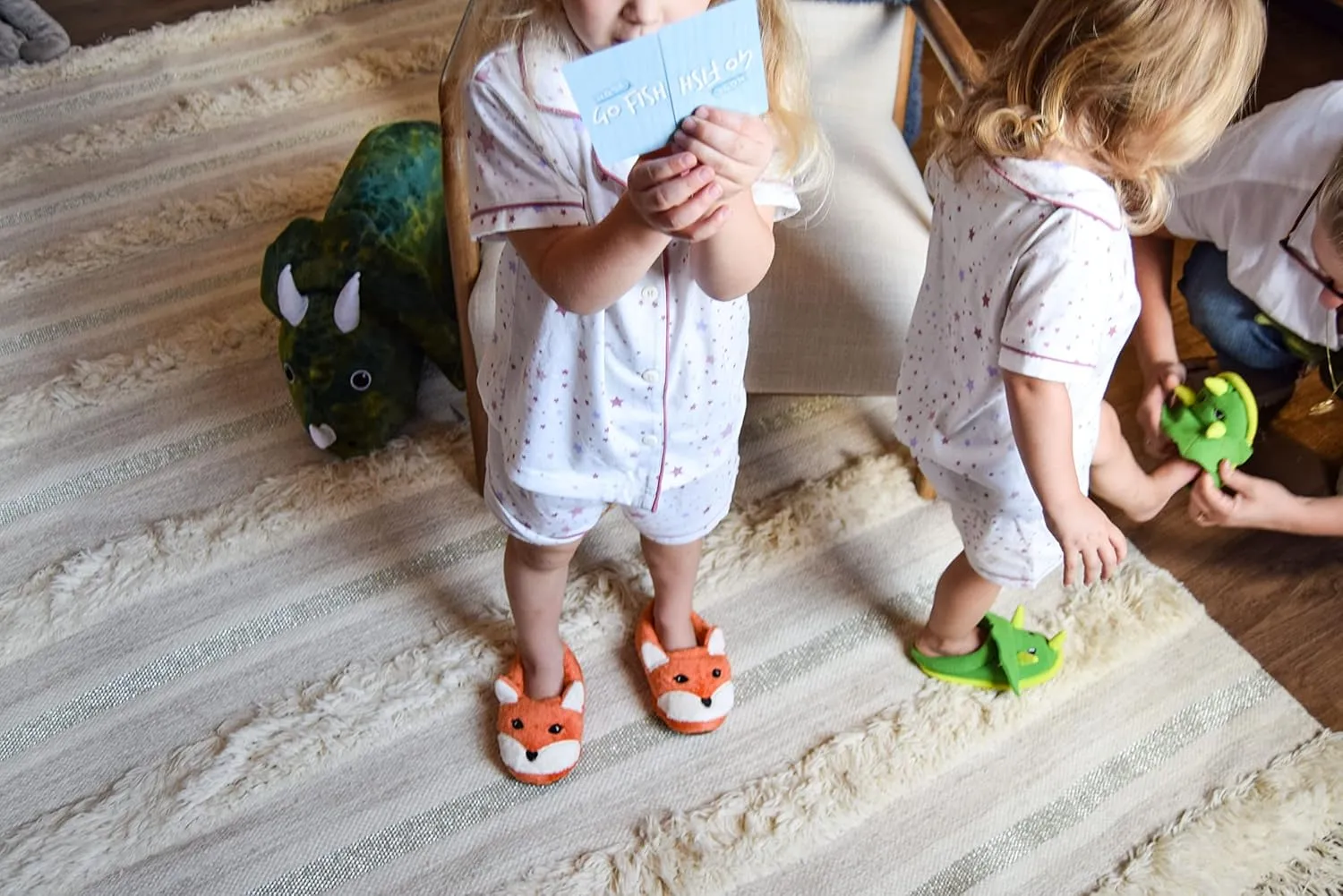 Dearfoams Toddler & Kids' Cute Shark, Cow, Unicorn, Dog, Dinosaur and Animal Critter Slippers