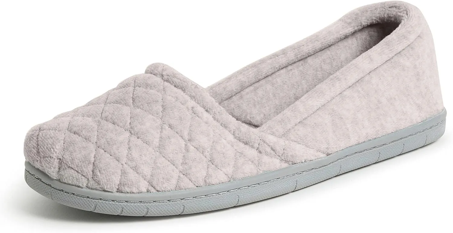 Dearfoams Women's Comfort Memory Foam Indoor Outdoor Katie Slip On Loafer Ballet Slipper