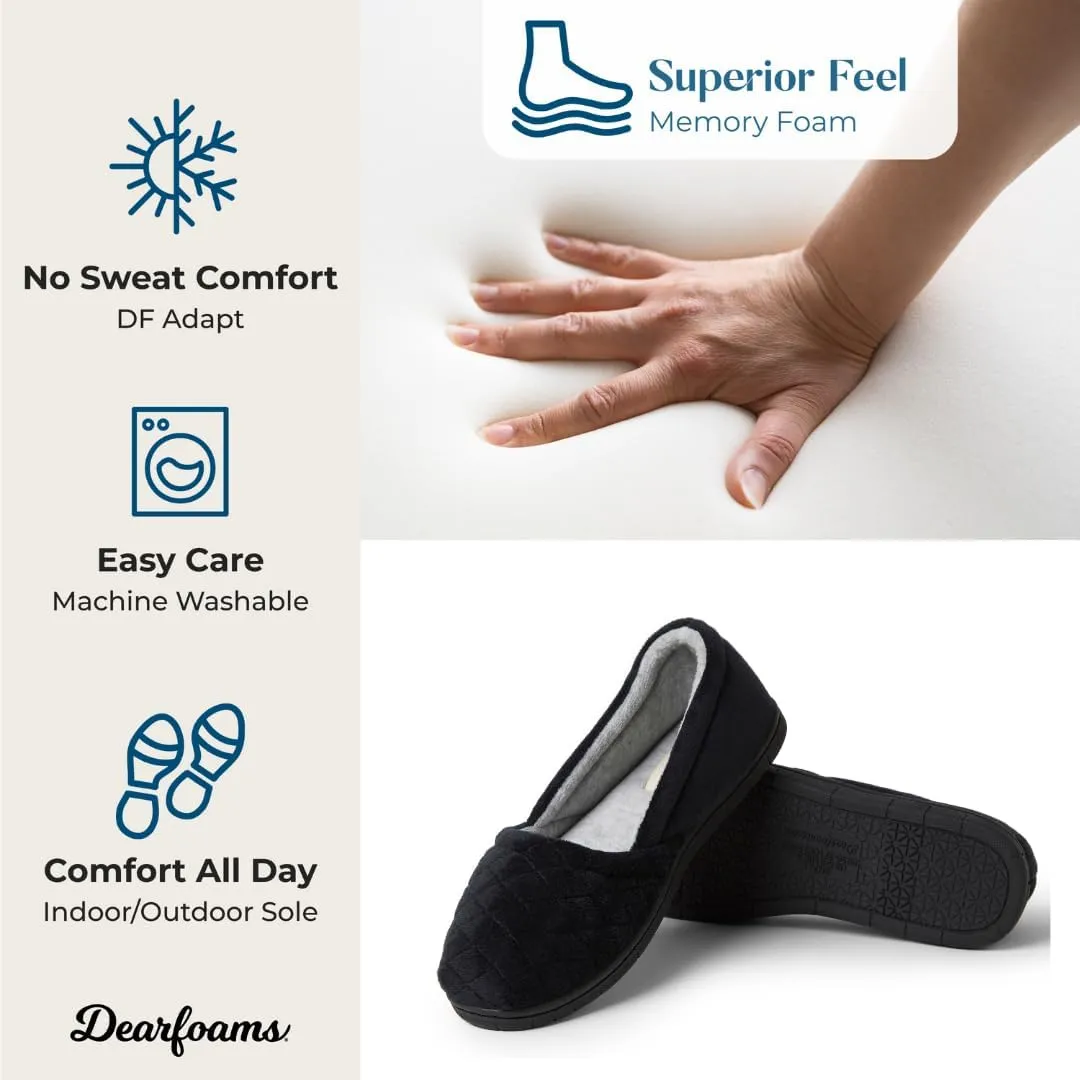 Dearfoams Women's Comfort Memory Foam Indoor Outdoor Katie Slip On Loafer Ballet Slipper