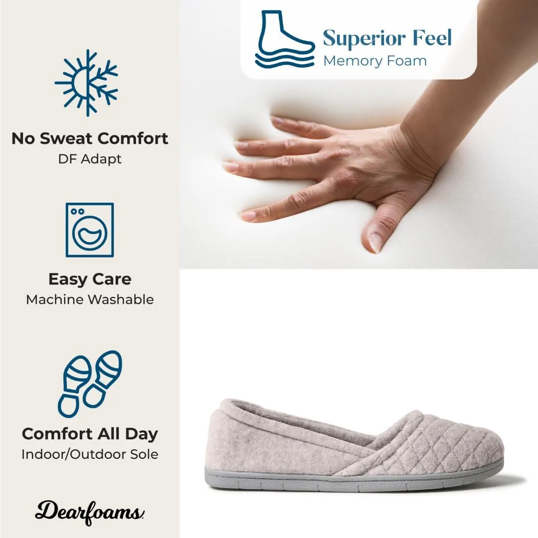 Dearfoams Women's Comfort Memory Foam Indoor Outdoor Katie Slip On Loafer Ballet Slipper