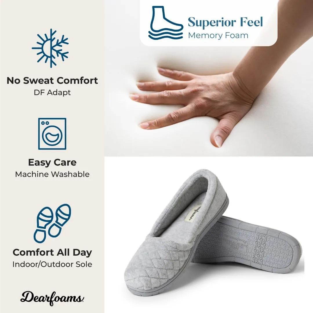 Dearfoams Women's Comfort Memory Foam Indoor Outdoor Katie Slip On Loafer Ballet Slipper
