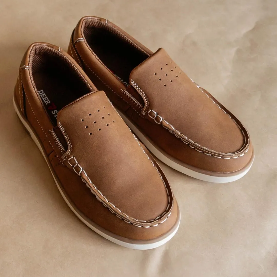 Deer Stags Boy's Booster Driving Moc Slip-On Loafer Flats Dress Shoes