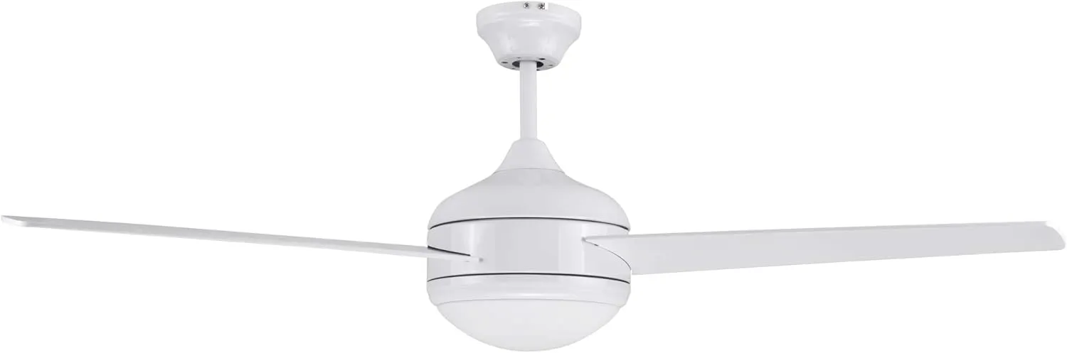 Design House 156513-WHT Treviento LED 52-inch Contemporary Indoor Ceiling Fan with LED Light Kit, 3-Blade, Reverse Airflow, Remote Control, White