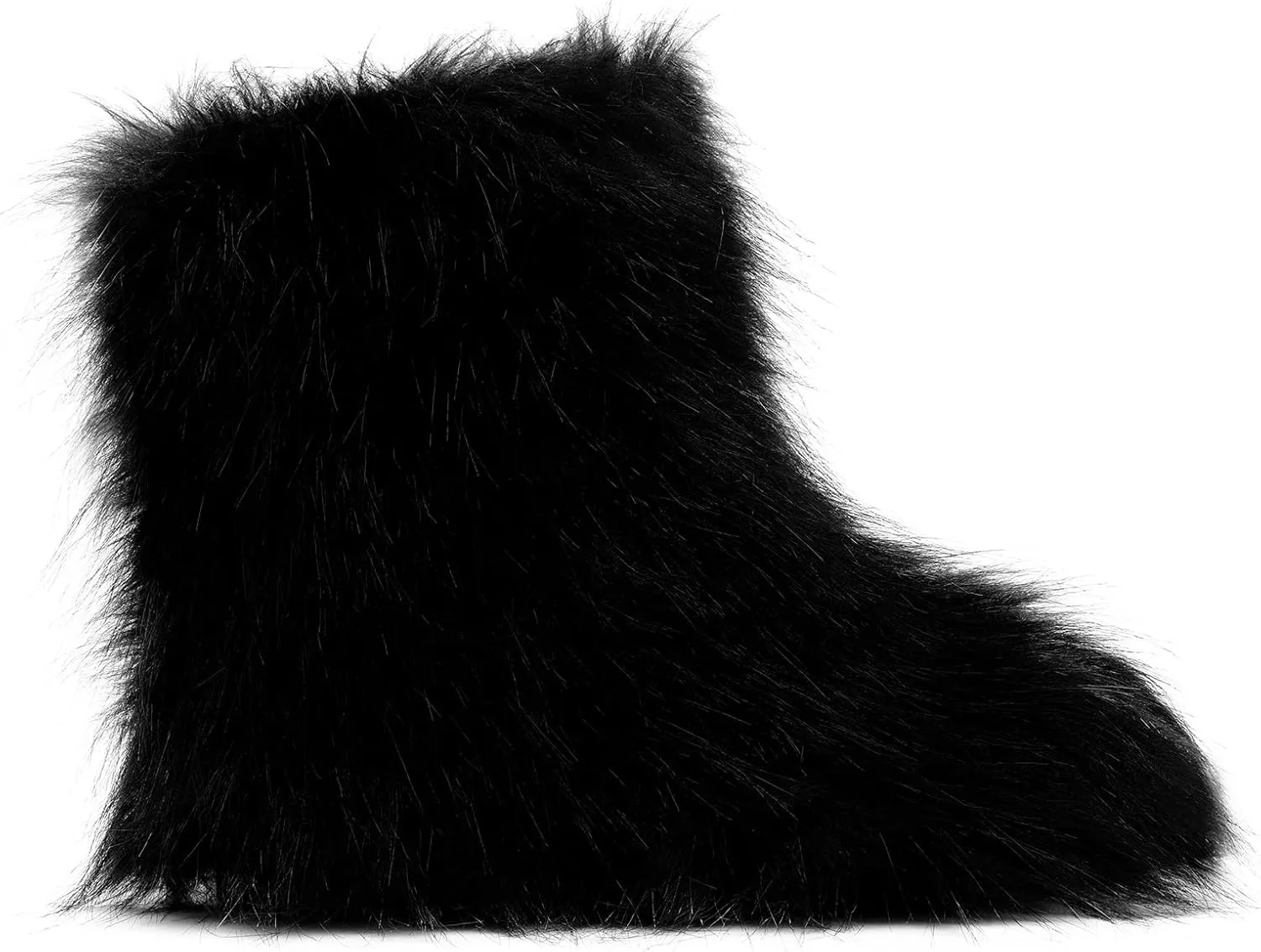 DREAM PAIRS Women's Faux Fur Boot Furry Snow Boot Mid Calf Boots Warm Flat Outsole Fur Lined Fashion Winter Boots FuzzyChic Fantasia