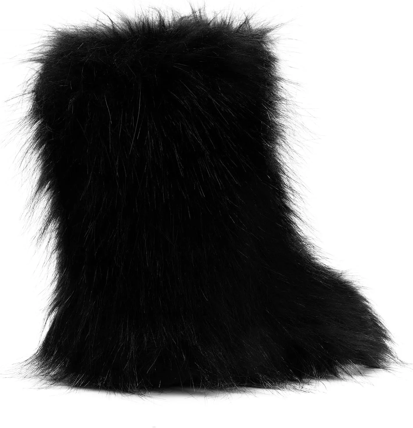 DREAM PAIRS Women's Faux Fur Boot Furry Snow Boot Mid Calf Boots Warm Flat Outsole Fur Lined Fashion Winter Boots FuzzyChic Fantasia