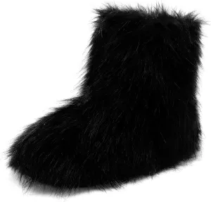 DREAM PAIRS Women's Faux Fur Boot Furry Snow Boot Mid Calf Boots Warm Flat Outsole Fur Lined Fashion Winter Boots FuzzyChic Fantasia