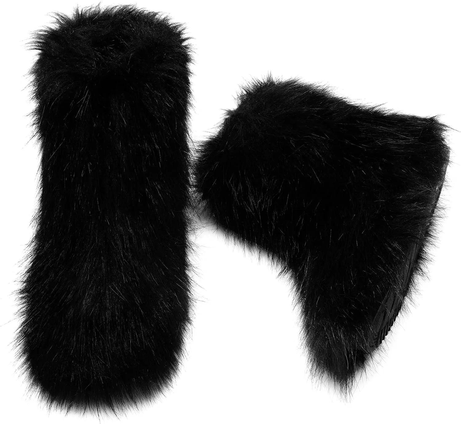 DREAM PAIRS Women's Faux Fur Boot Furry Snow Boot Mid Calf Boots Warm Flat Outsole Fur Lined Fashion Winter Boots FuzzyChic Fantasia
