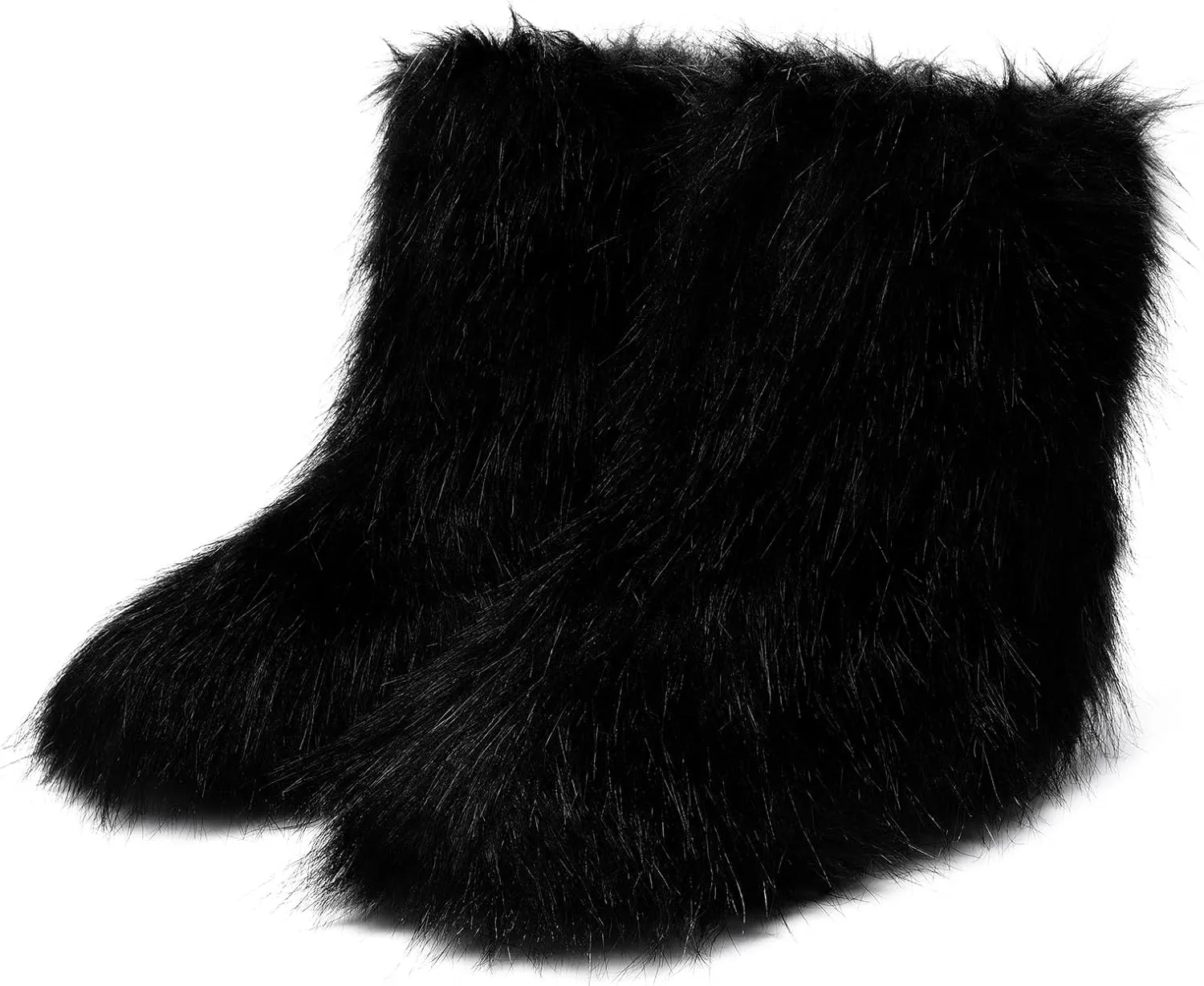 DREAM PAIRS Women's Faux Fur Boot Furry Snow Boot Mid Calf Boots Warm Flat Outsole Fur Lined Fashion Winter Boots FuzzyChic Fantasia