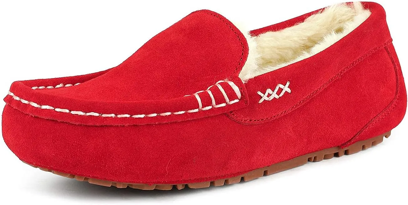 DREAM PAIRS Women's Fuzzy House Slippers Cozy Faux Fur Micro Suede Moccasins Slip on Loafer Shoes for Indoor and Outdoor