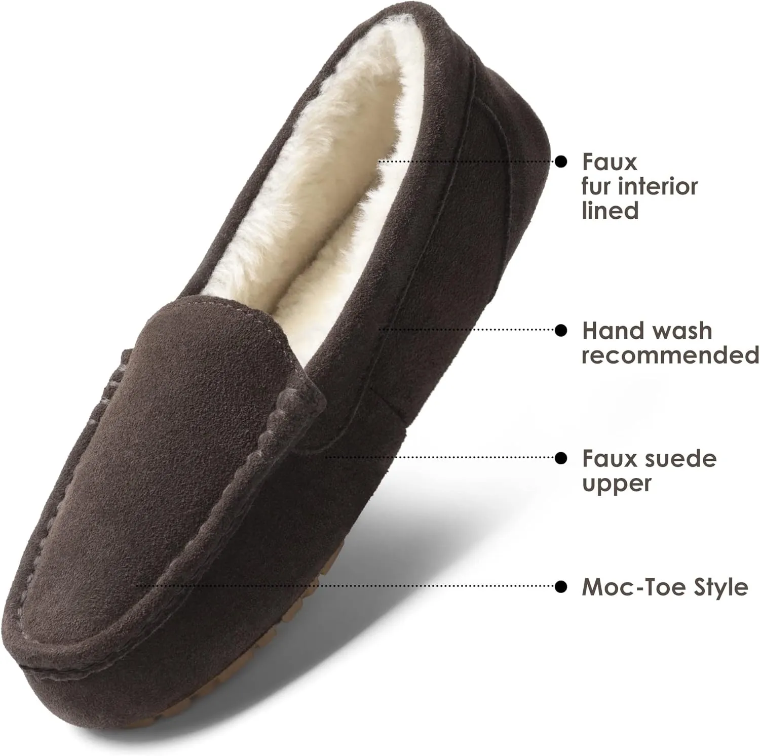 DREAM PAIRS Women's Fuzzy House Slippers Cozy Faux Fur Micro Suede Moccasins Slip on Loafer Shoes for Indoor and Outdoor