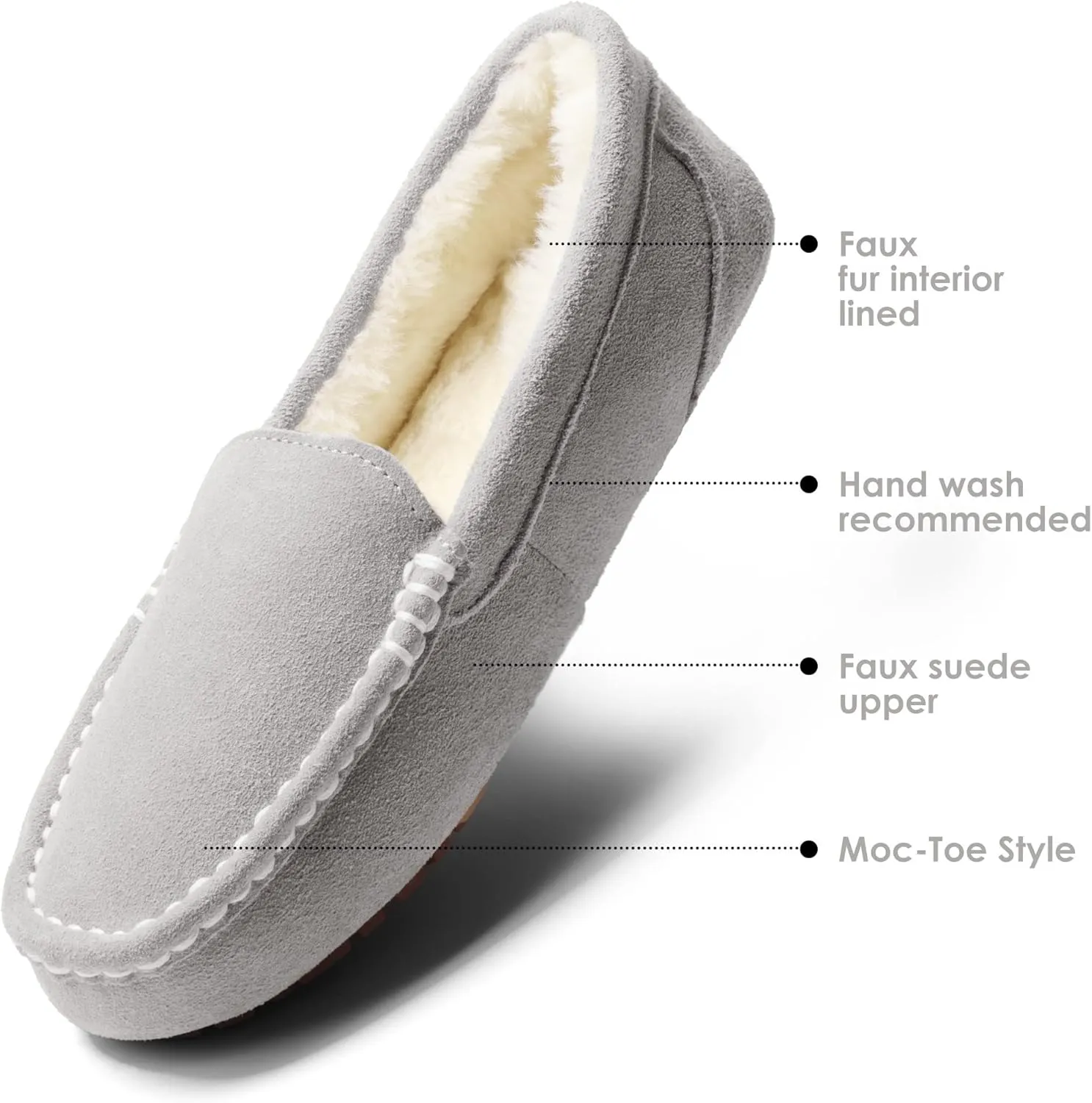 DREAM PAIRS Women's Fuzzy House Slippers Cozy Faux Fur Micro Suede Moccasins Slip on Loafer Shoes for Indoor and Outdoor