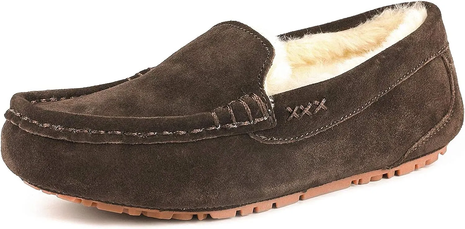 DREAM PAIRS Women's Fuzzy House Slippers Cozy Faux Fur Micro Suede Moccasins Slip on Loafer Shoes for Indoor and Outdoor
