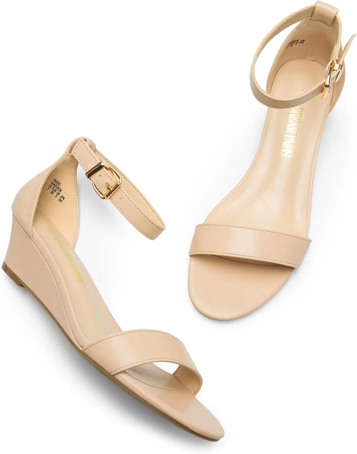 DREAM PAIRS Women's Ingrid Ankle Strap Low Wedge Sandal