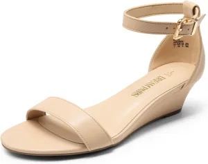 DREAM PAIRS Women's Ingrid Ankle Strap Low Wedge Sandal