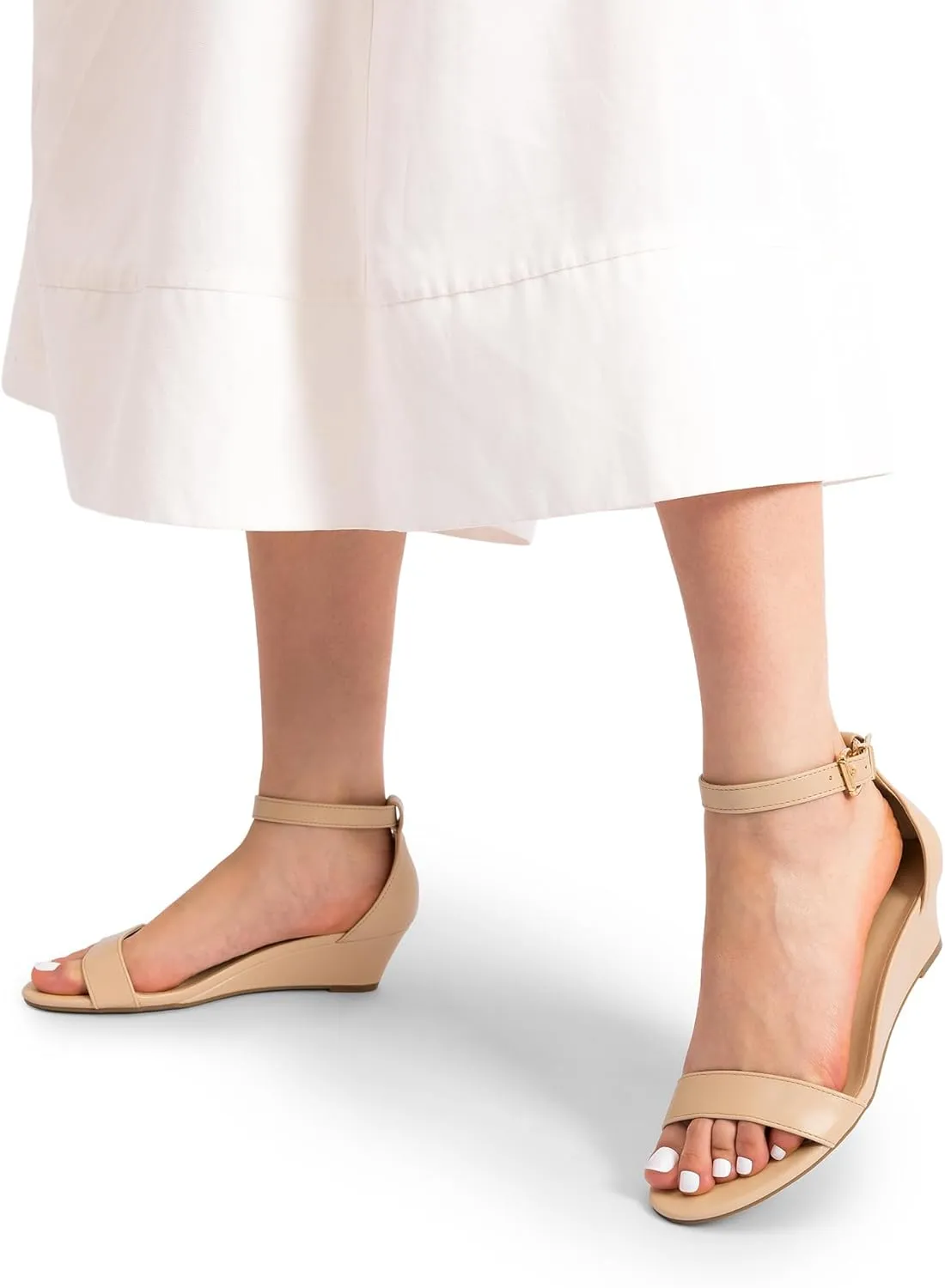 DREAM PAIRS Women's Ingrid Ankle Strap Low Wedge Sandal