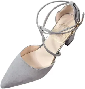 Dress Sandals Women Low Heel Ankle Strappy Closed Toe Elegant Ladies Formal Pumps Summer Work Office Shoes