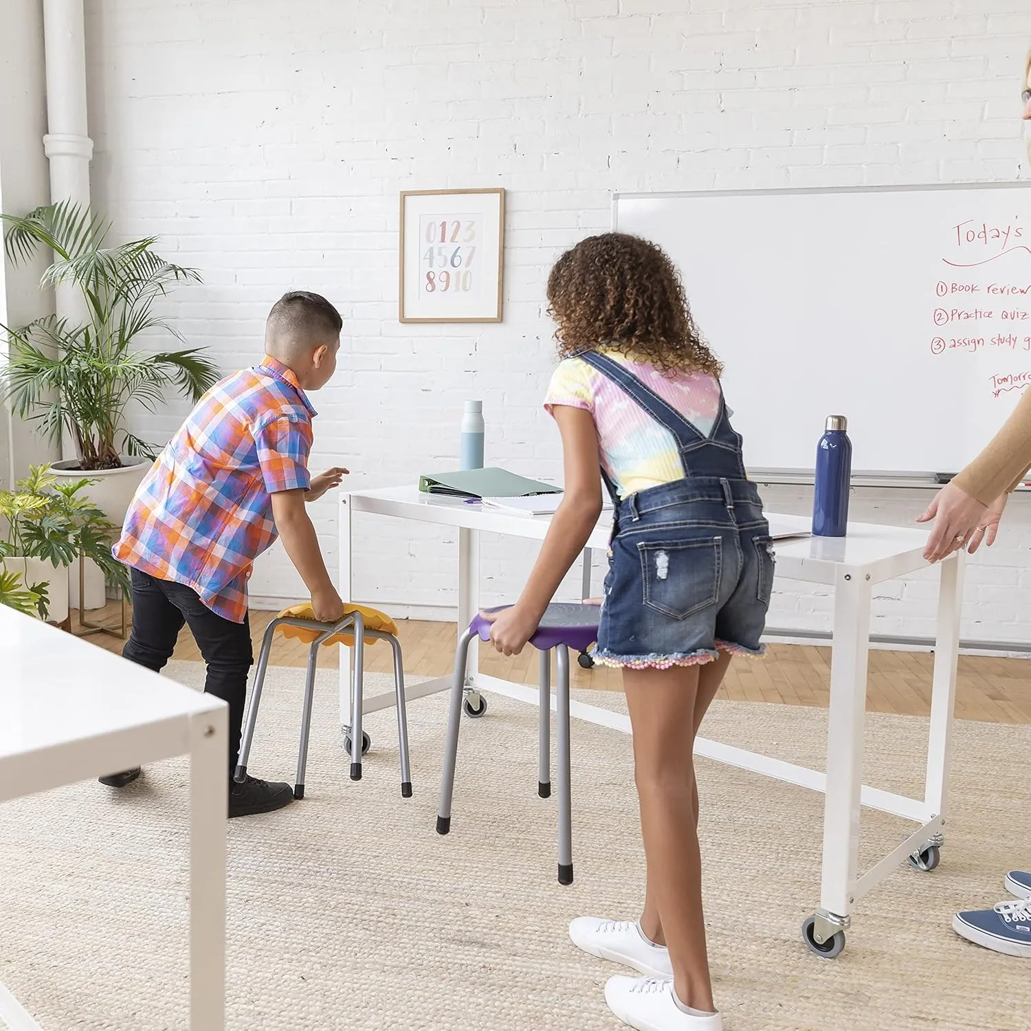 ECR4Kids Daisy Stackable Stool Set, Flexible Seating, Assorted, 8-Piece