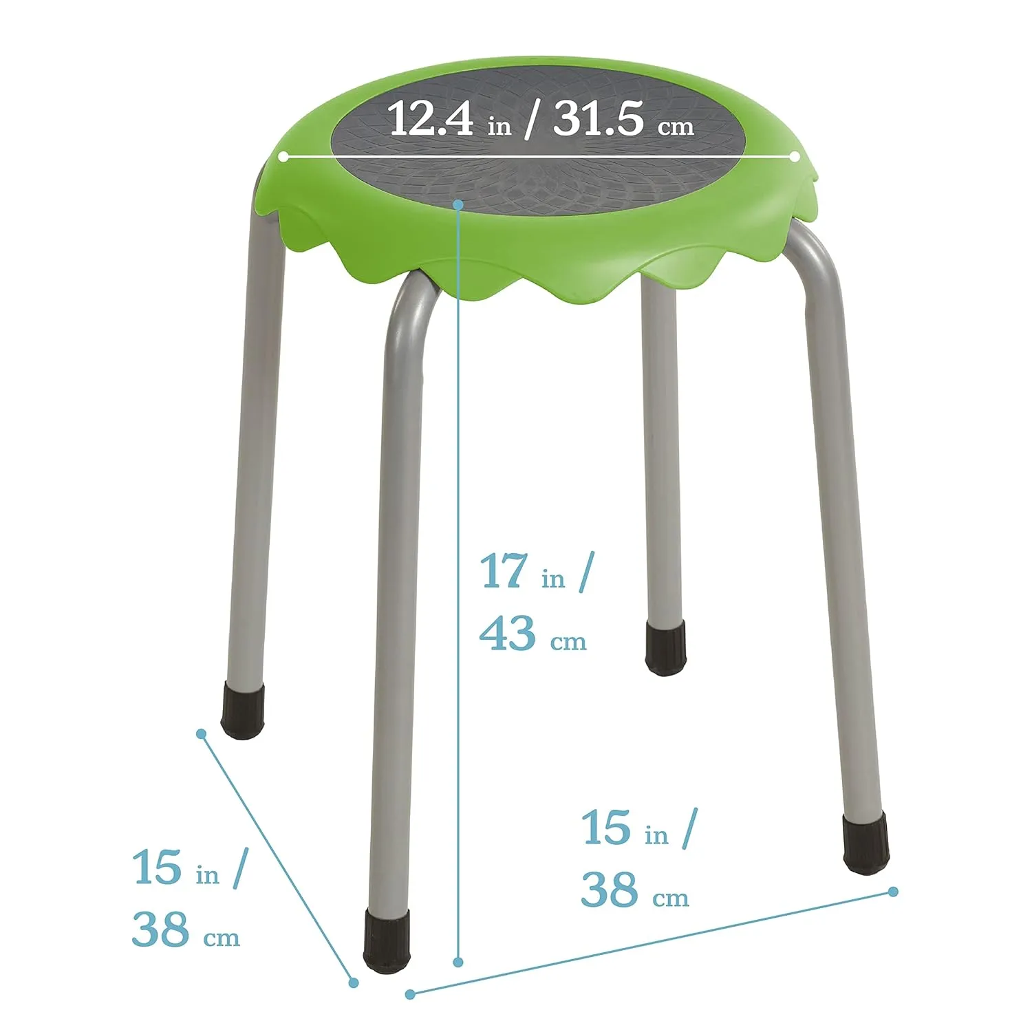 ECR4Kids Daisy Stackable Stool Set, Flexible Seating, Assorted, 8-Piece