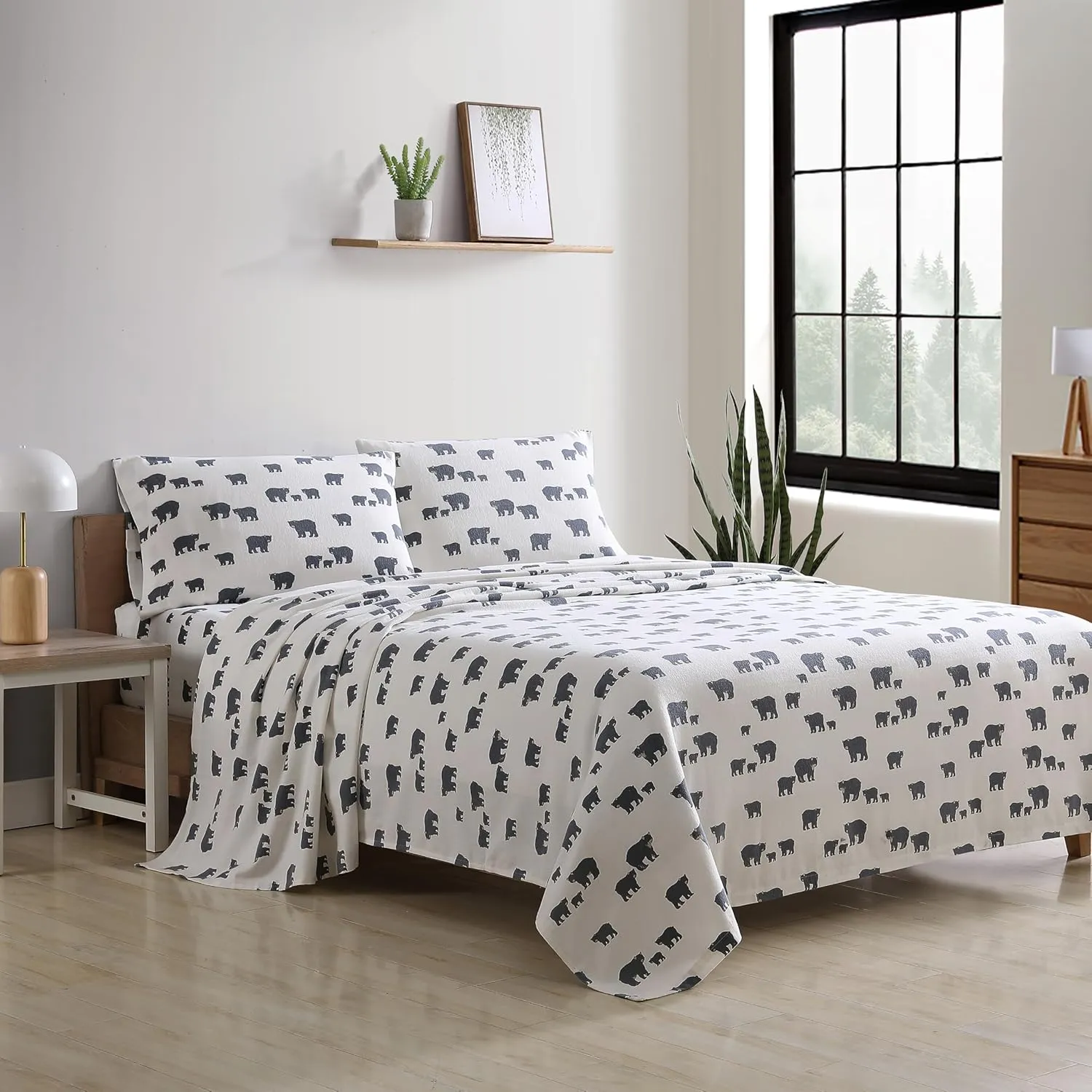 Eddie Bauer - Queen Sheets, Cotton Flannel Bedding Set, Brushed for Extra Softness, Cozy Home Decor (Bear Family, Queen)