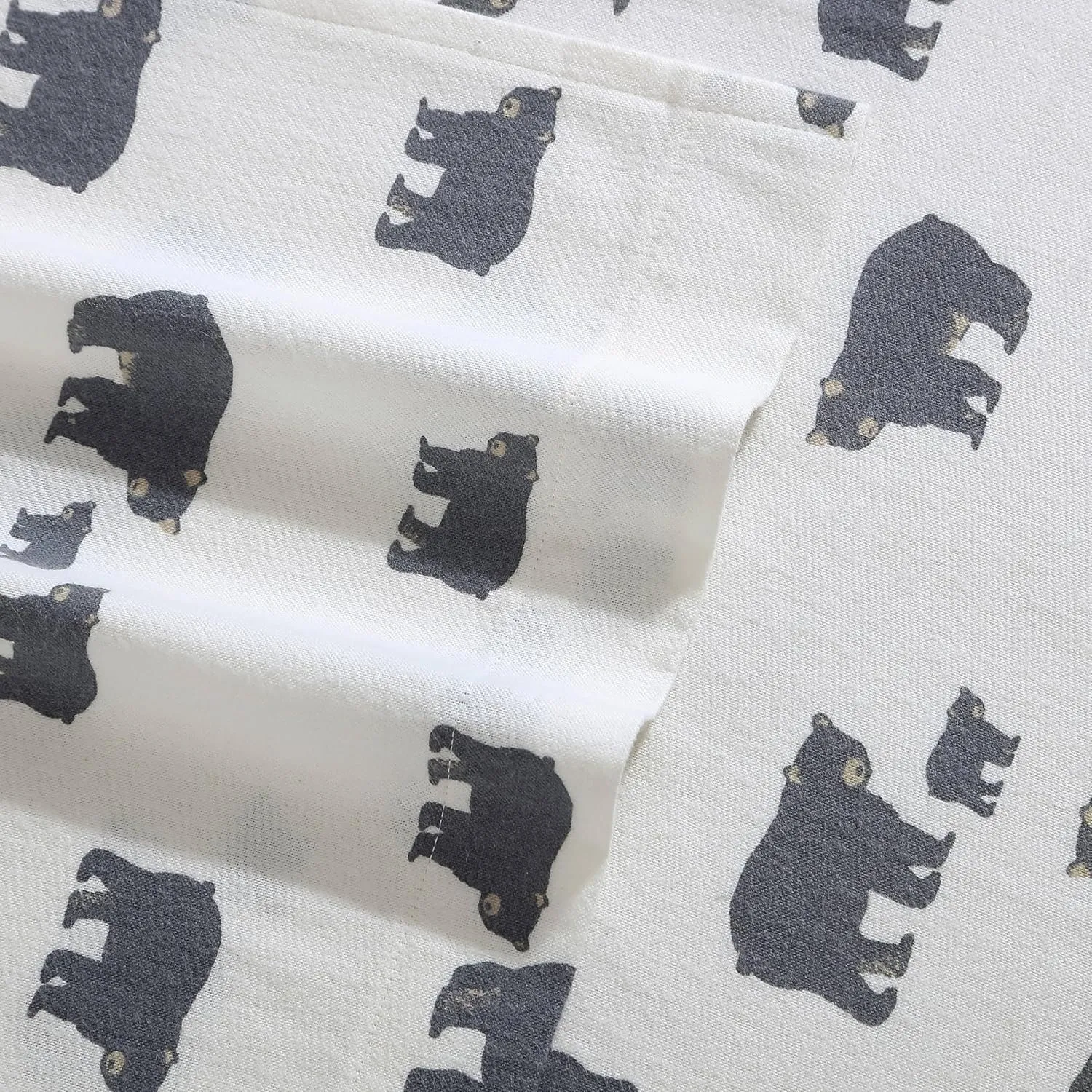 Eddie Bauer - Queen Sheets, Cotton Flannel Bedding Set, Brushed for Extra Softness, Cozy Home Decor (Bear Family, Queen)